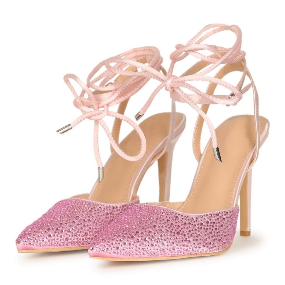 Elegant Pink Rhinestone Women's Heels